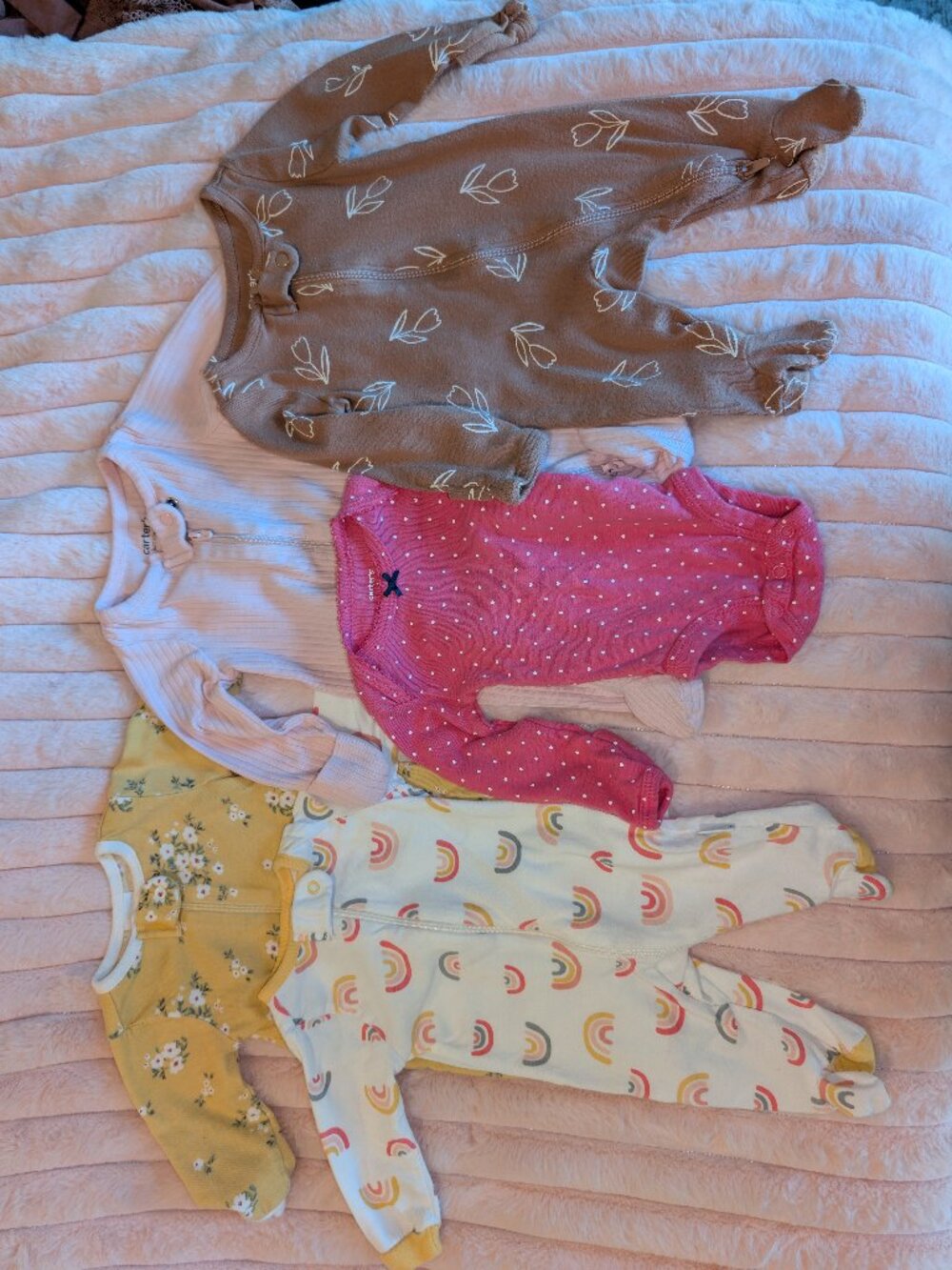 Newborn Baby Girl Onesie Bundle Gerber Carter's 5 Piece